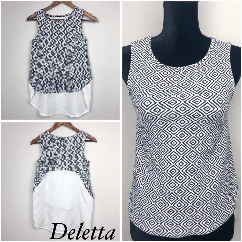 Deletta /Anthropologie two toned tribal print tank